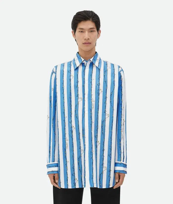 Bottega Veneta o1s1rm0326 Printed Cotton Shirt in Multicolor Size US M / EU 48-50 / 2 - 1 Thumbnail