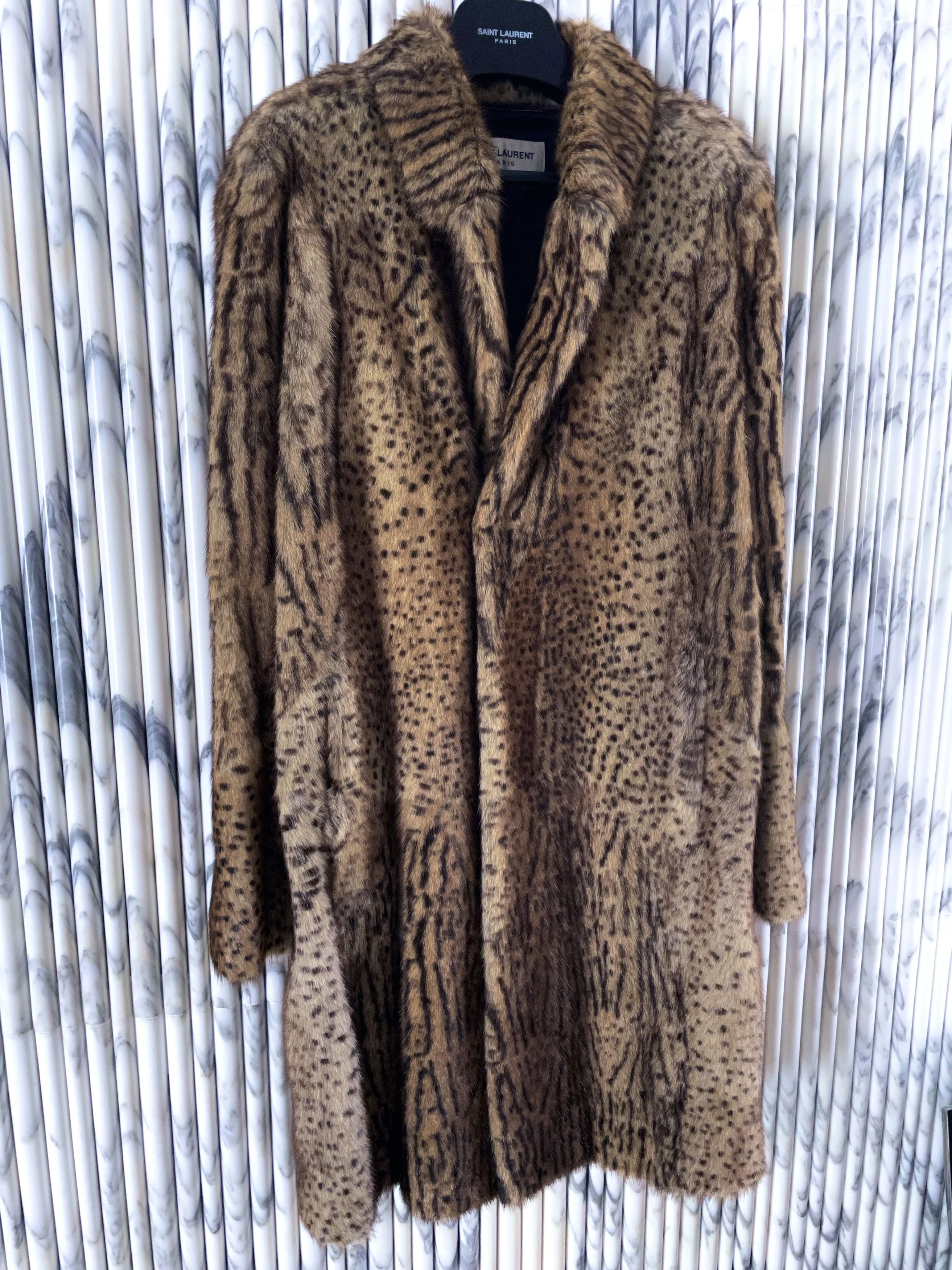 Hedi Slimane × Saint Laurent Paris *HOLY GRAIL* BABYCAT LEOPARD OCELOT MARMOT MINK FUR COAT Size US M / EU 48-50 / 2 - 3 Thumbnail