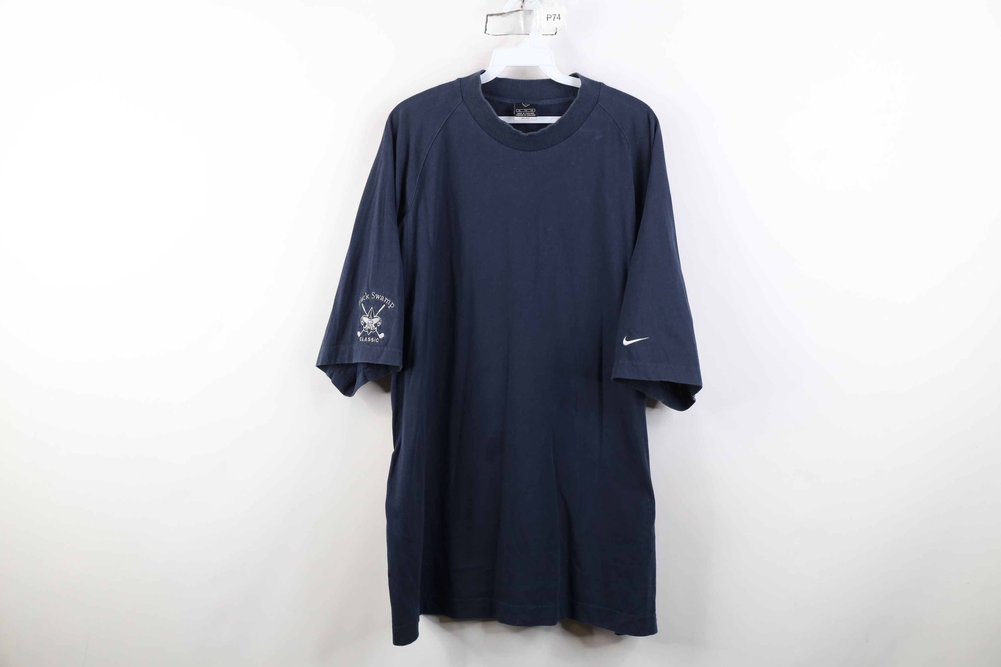 Nike Vintage Nike Golf Classic Mini Swoosh Mock Neck T-Shirt Blue Size US XL / EU 56 / 4 - 1 Thumbnail