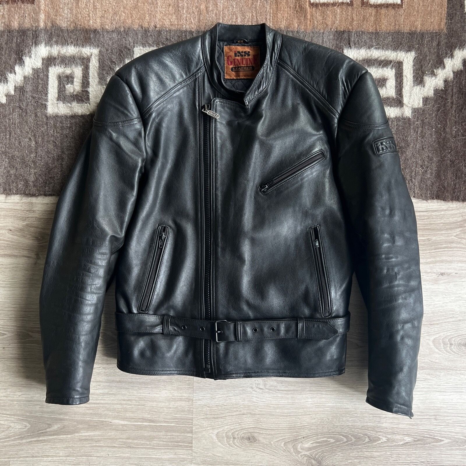Genuine Leather iXS Vintage Moto Biker Black Real Leather Jacket 8712AC Size US XL / EU 56 / 4 - 1 Thumbnail