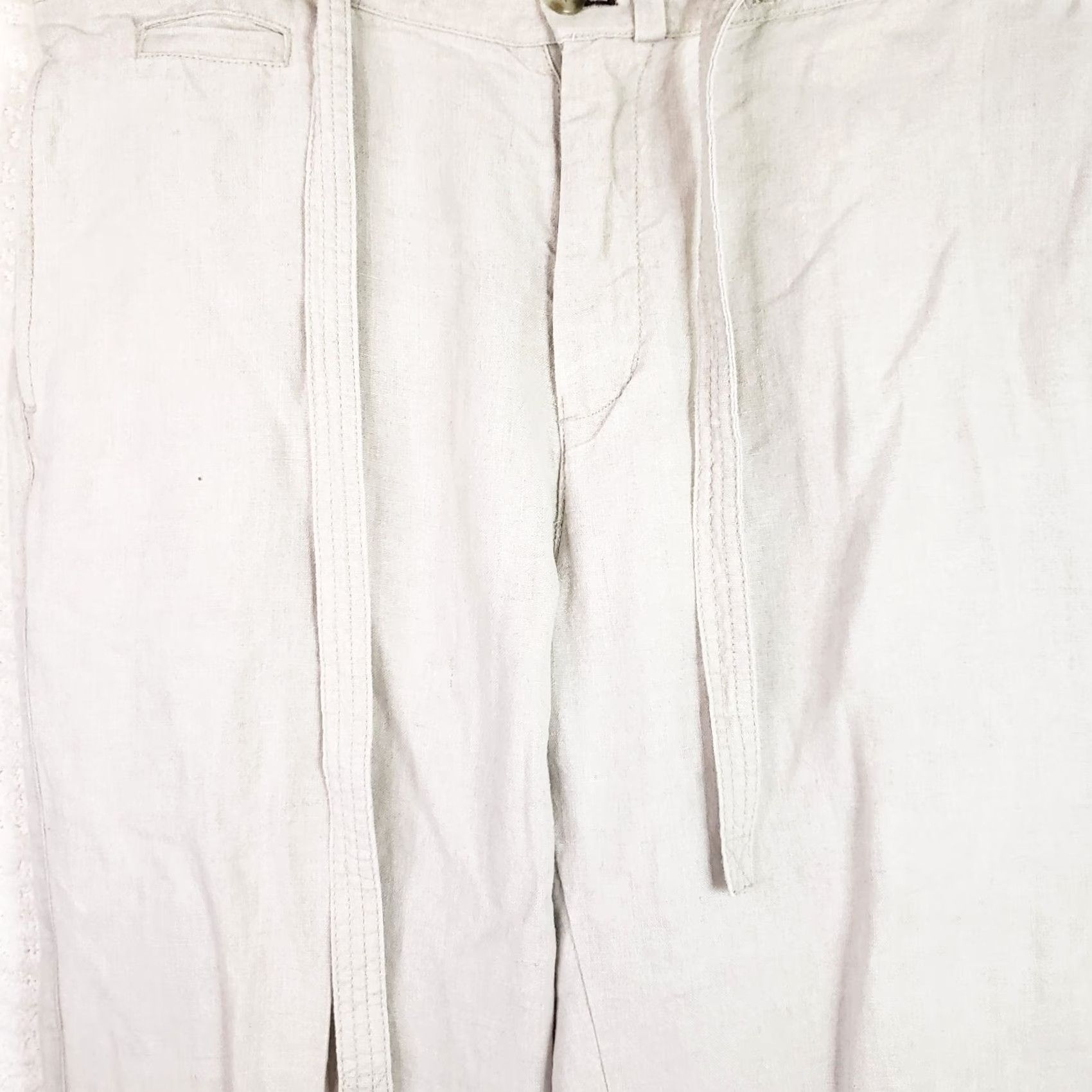 Vintage Black Brown 1826 Pants Beige Linen 36x30 Mens Relaxed Straight Pockets Drawstring Beach Casual 100% Linen Size US 36 / EU 52 - 6 Thumbnail