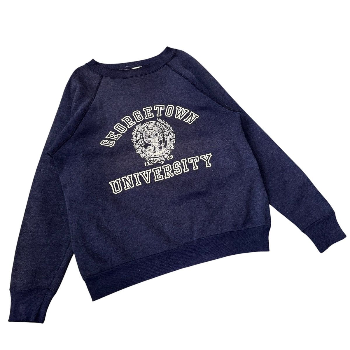 Vintage Vintage 80s Georgetown University Sweatshirt Navy VelvaSheen Size US M / EU 48-50 / 2 - 4 Thumbnail