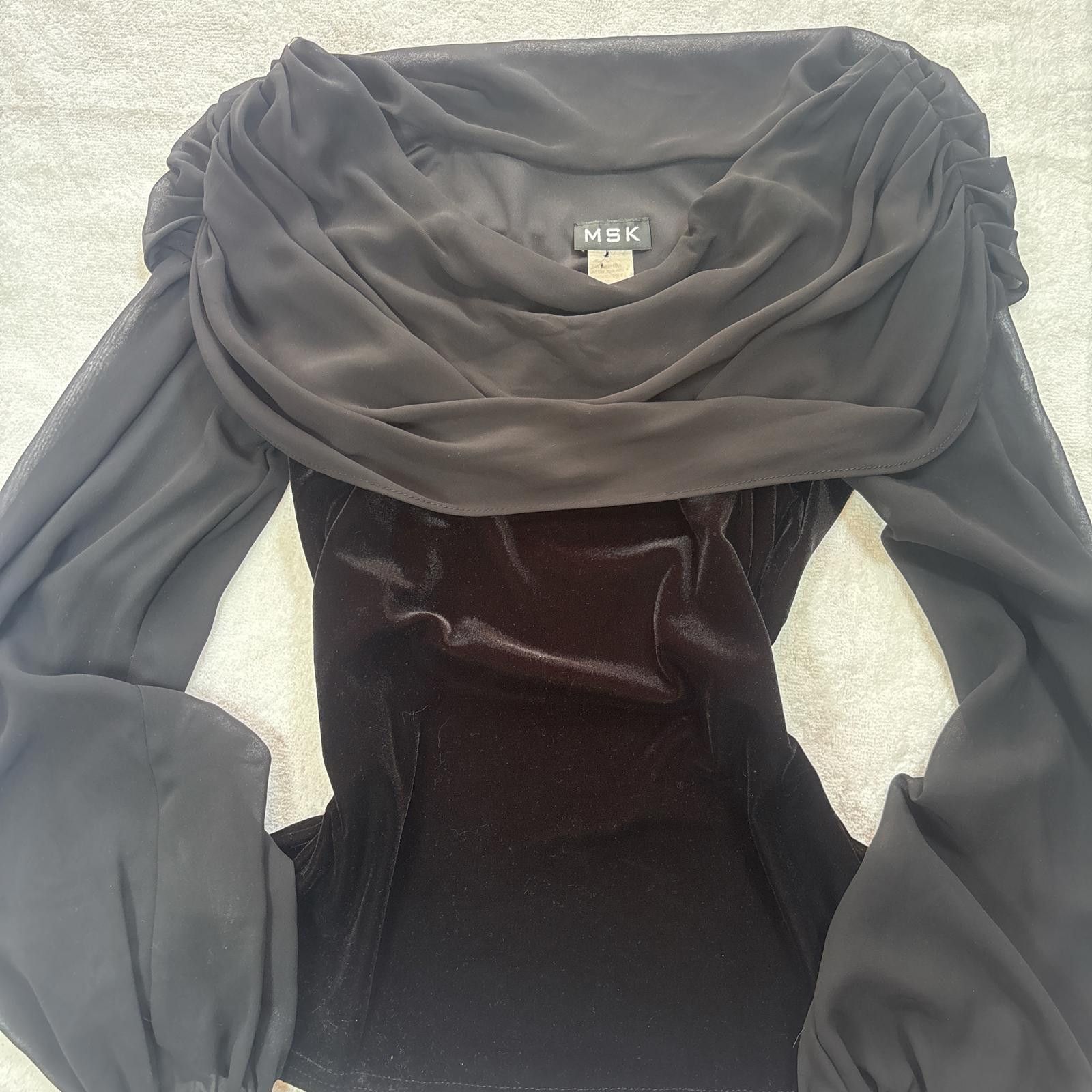 Other vintage velvet silky off the shoulder flowy blouse Size M / US 6-8 / IT 42-44 - 4 Thumbnail