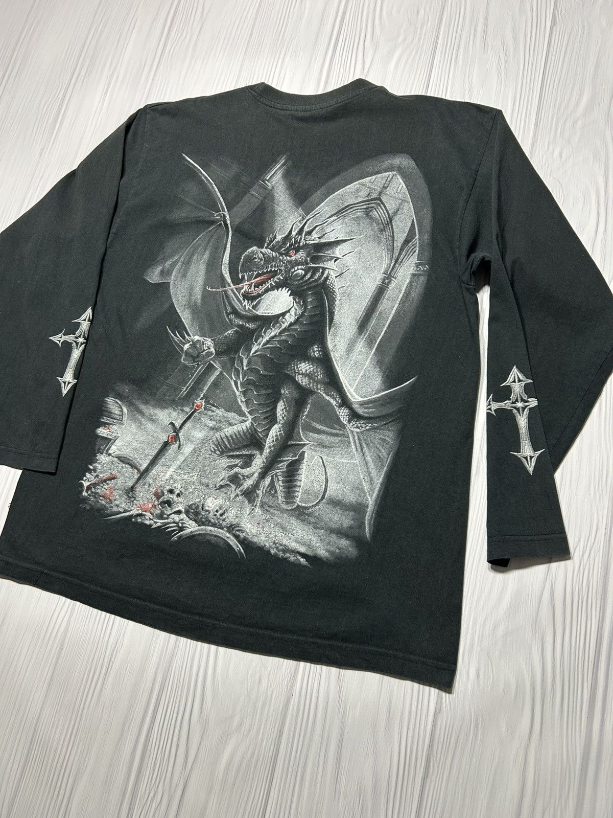 Vintage Vintage Spiral Dragon Sword Gothic 666 Longsleeve Size XL Size US XL / EU 56 / 4 - 2 Thumbnail