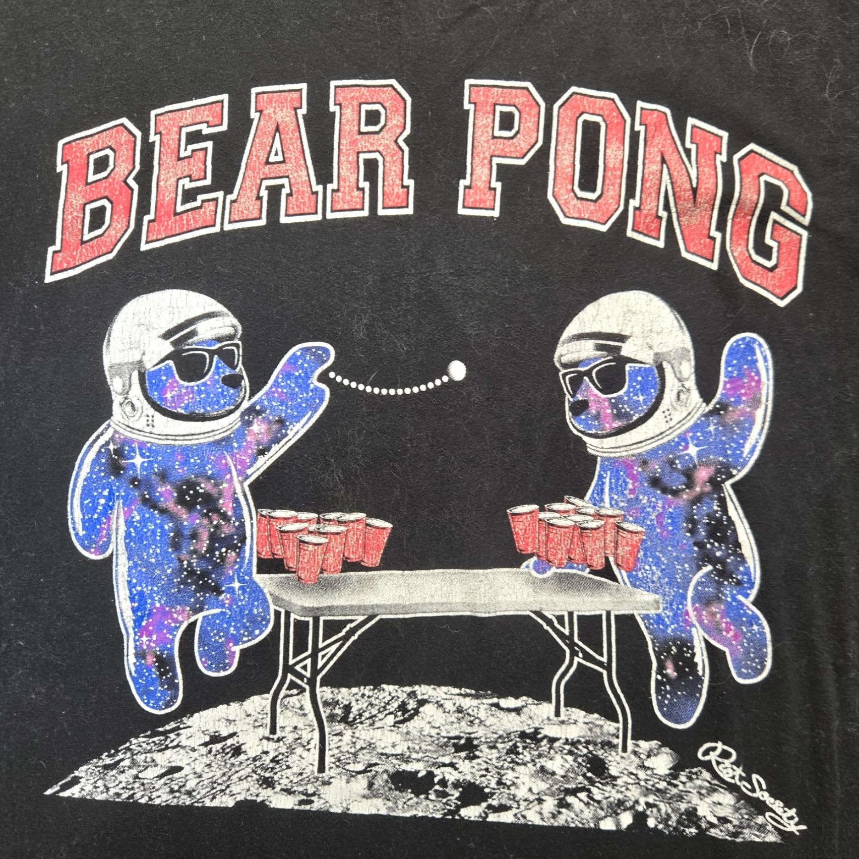 Vintage Riot Society Bear Pong Graphic T-Shirt Mens Large Black Cotton Animals 2010s Size US L / EU 52-54 / 3 - 2 Thumbnail