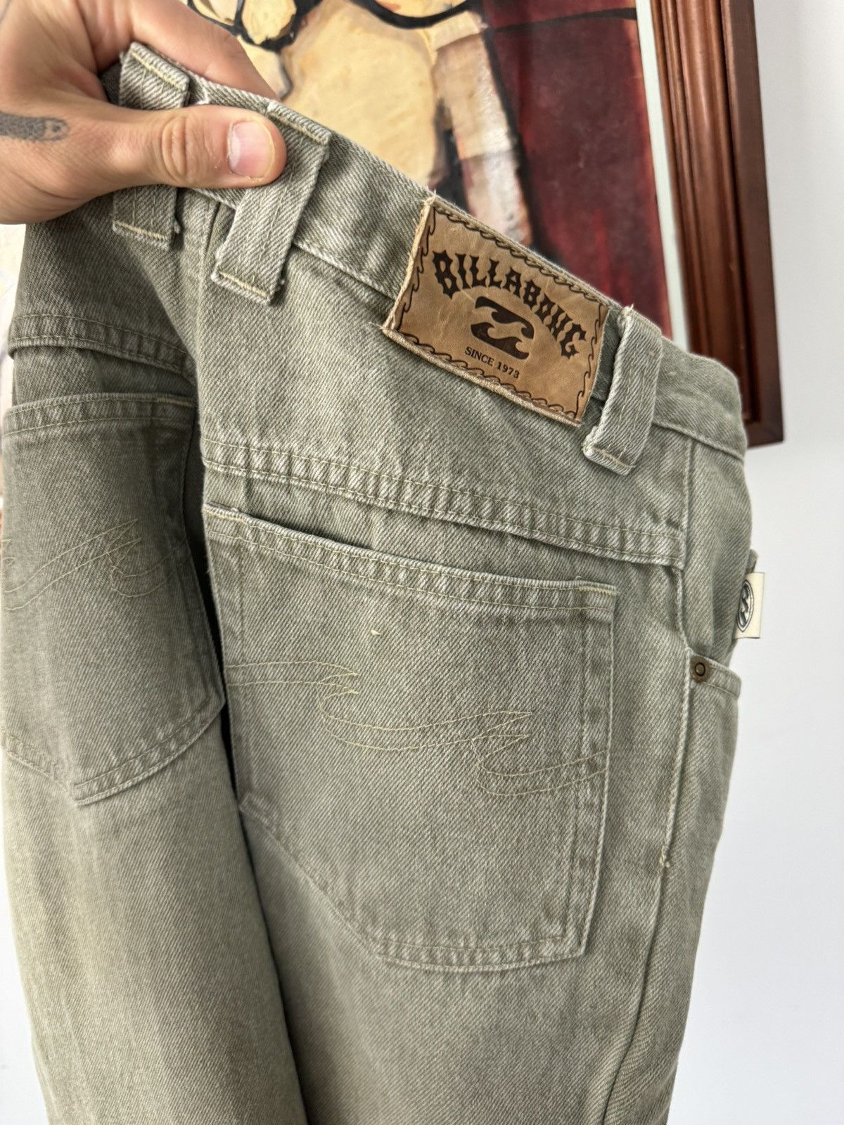 Billabong Vintage 1990s Billabong Denim Jeans Pants Surf Skate Olive Size US 28 / EU 44 - 3 Thumbnail