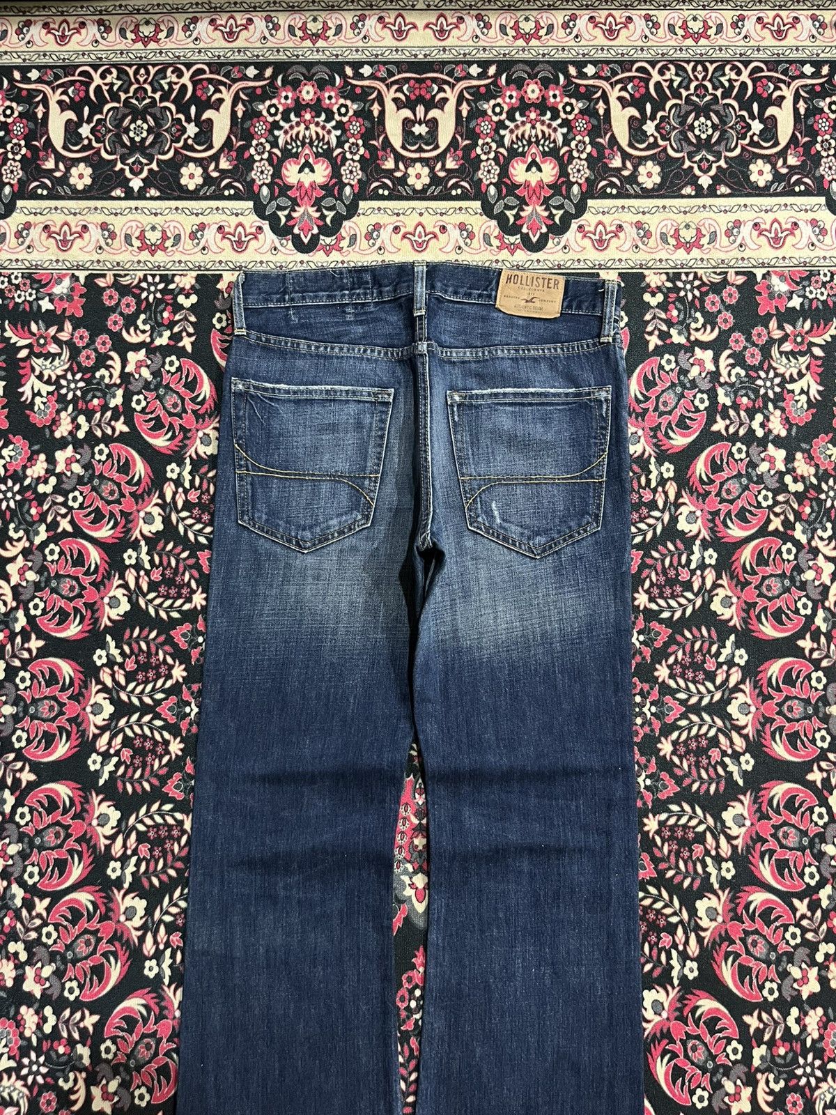 Hollister × Midwest Kids Hollister Boomer Low Rise Slim Bootcut Dark Blue Flare Jeans Size US 32 / EU 48 - 8 Thumbnail