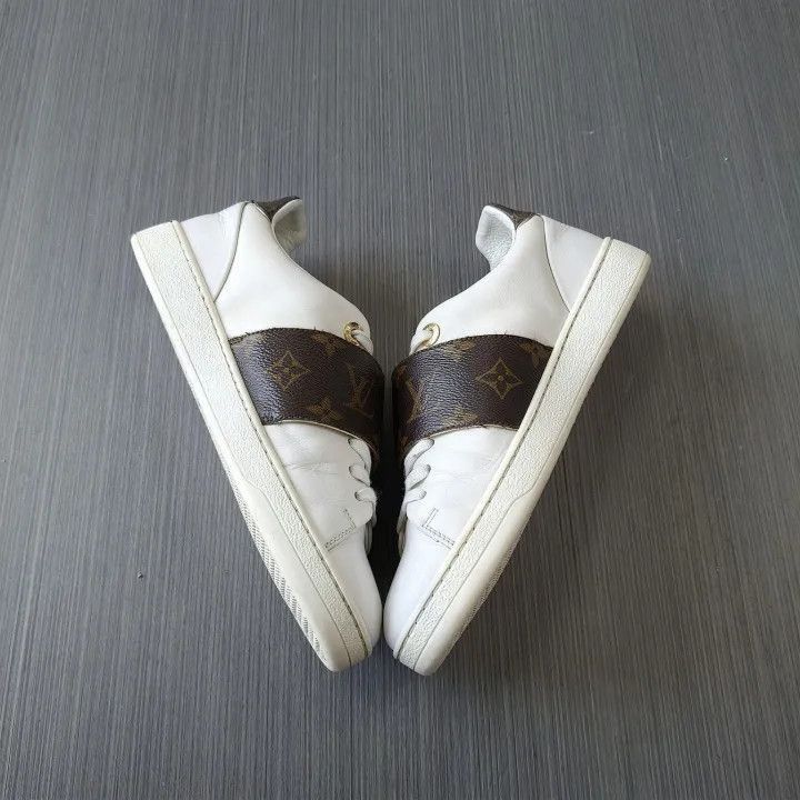 Louis Vuitton Louis Vuitton White and Brown Frontrow Sneakers -2508 Size US 6 / IT 36 - 6 Thumbnail
