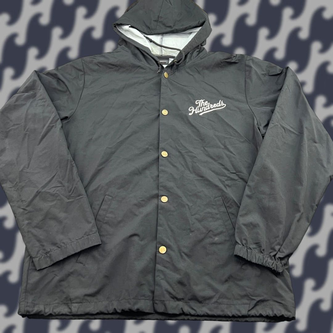 The Hundreds The Hundreds Jacket Mens XL Black Forever Slant Hooded Rain Coat Snap Front Size US XL / EU 56 / 4 - 1 Thumbnail