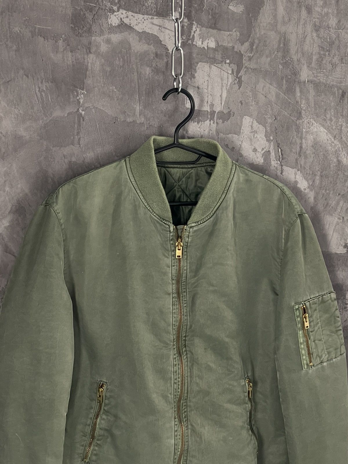 Designer × Japanese Brand Vintage Green MA-1 Reversible Cropped Bomber Jacket Size M / US 6-8 / IT 42-44 - 7 Thumbnail