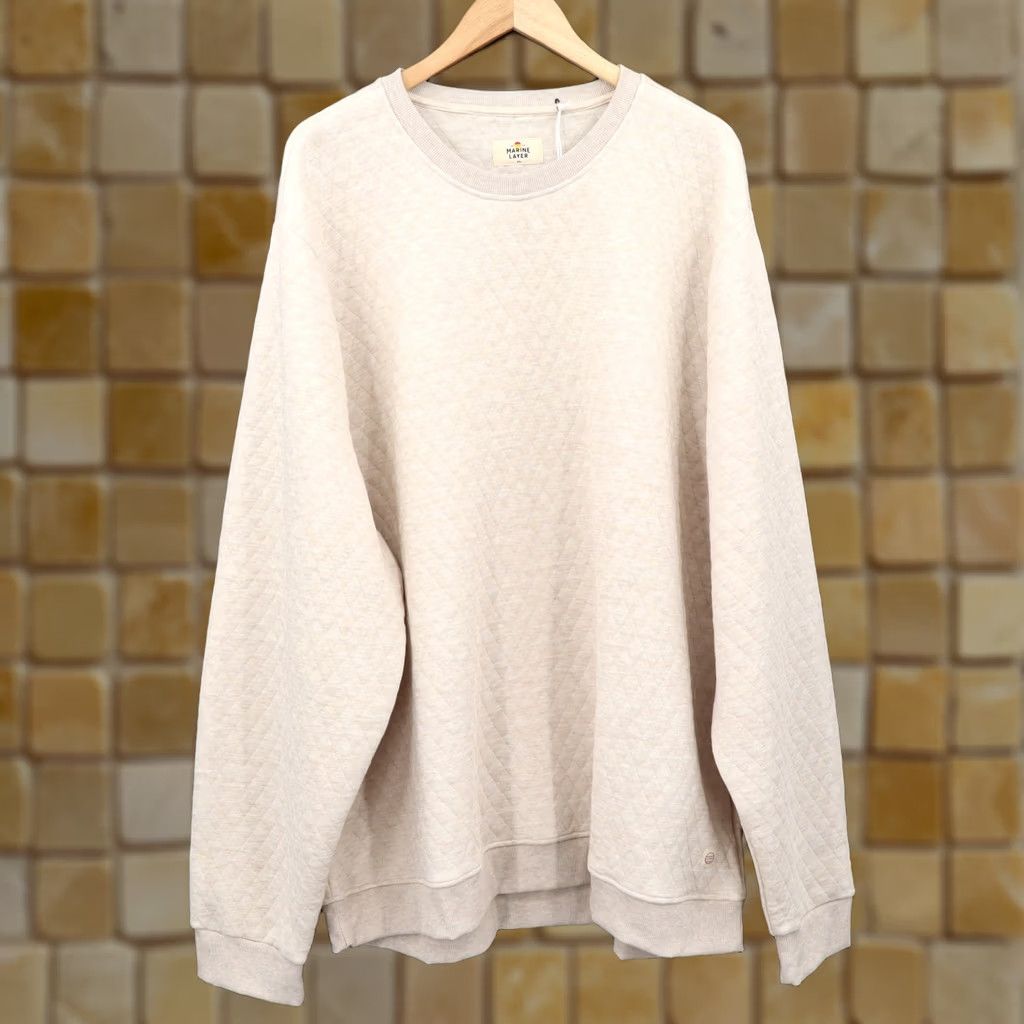 Marine Layer Marine Layer Sweatshirt MENS Crew Neck Quilted 4XL Beige Beige Heather polyester Rayon Machine Washable 28.5" Pit to Pit 31" Shoulder to Hem NEW Size US XXL / EU 58 / 5 - 1 Thumbnail