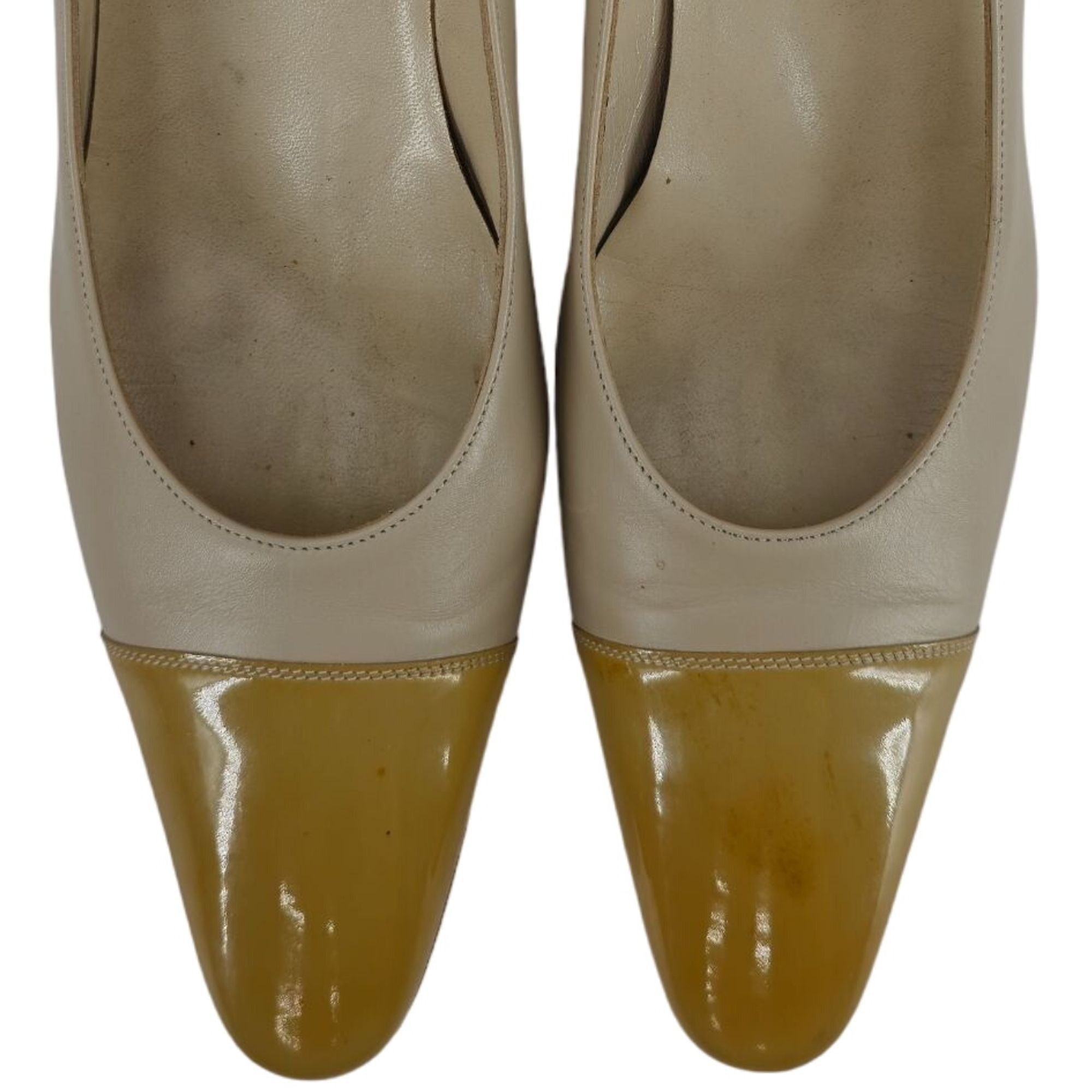 Salvatore Ferragamo Salvatore Ferragamo Italy Beige Yellow Leather Dress Shoes Size US 8.5 / IT 38.5 - 1 Thumbnail