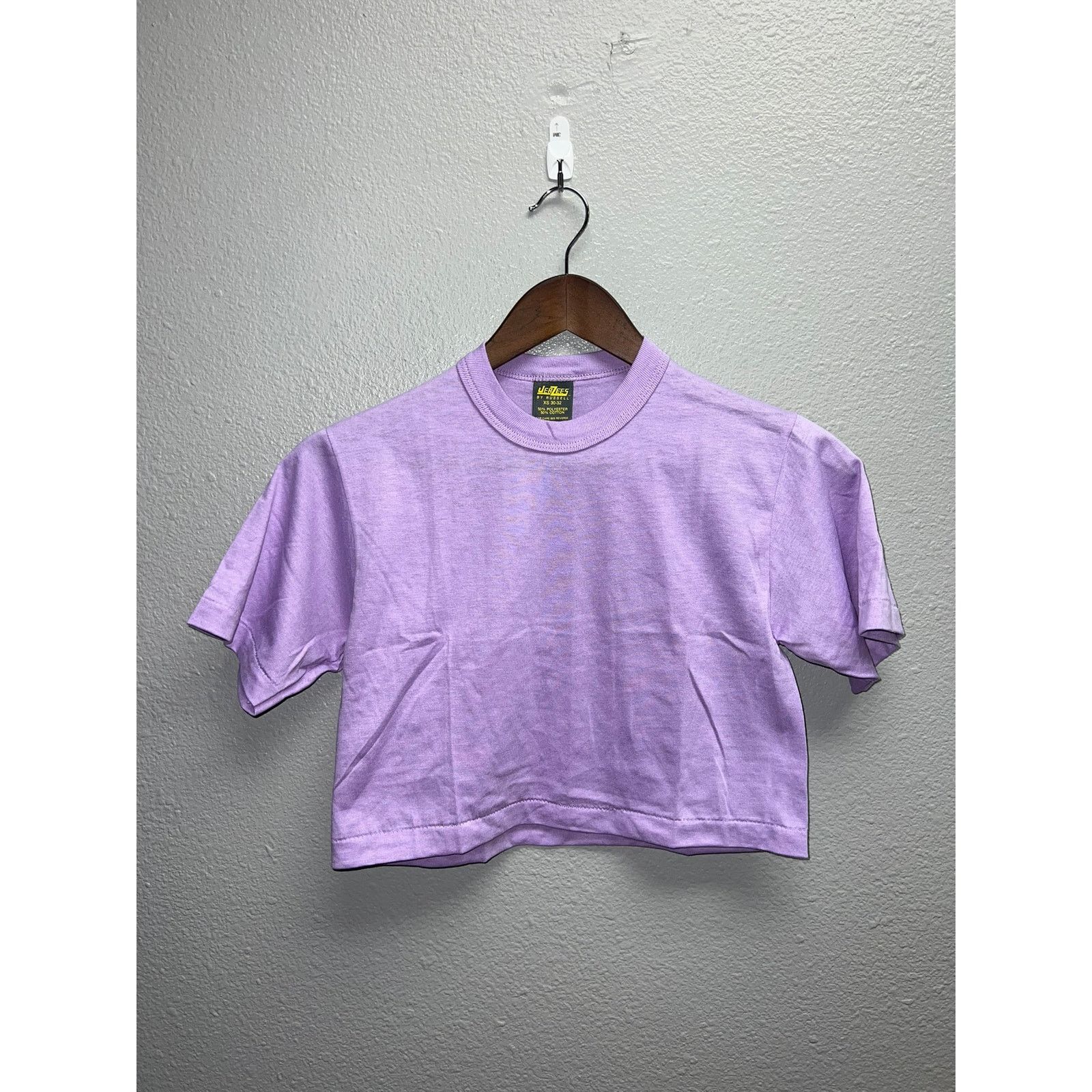 Jerzees 80s Women's Jerzees Russell Purple Crop Top Shirt Women XS Size XS / US 0-2 / IT 36-38 - 1 Thumbnail