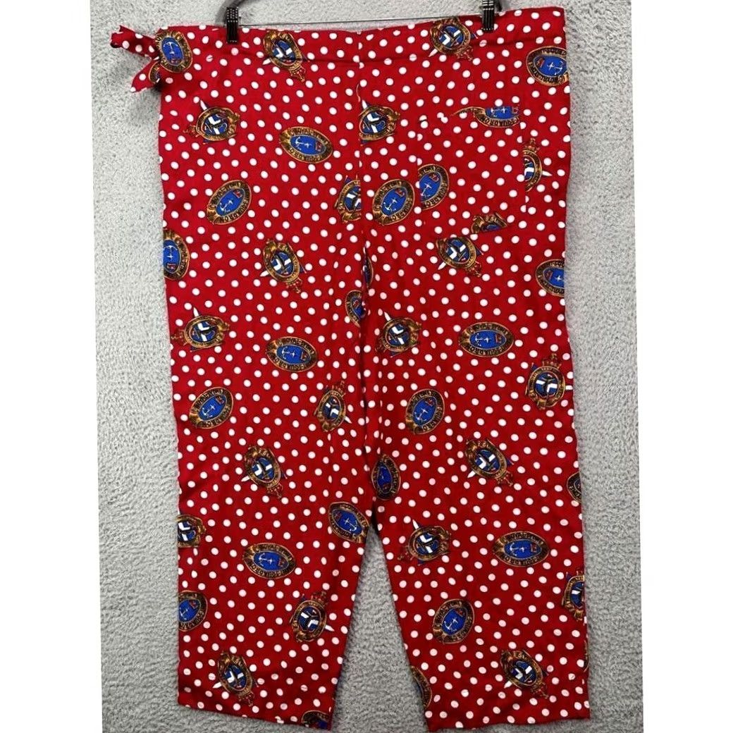 Talbots Talbots Pants Womens Large Red Polka Dot Nautical Tie Crop Straight Leg Size 36" / US 14 / IT 50 - 2 Thumbnail
