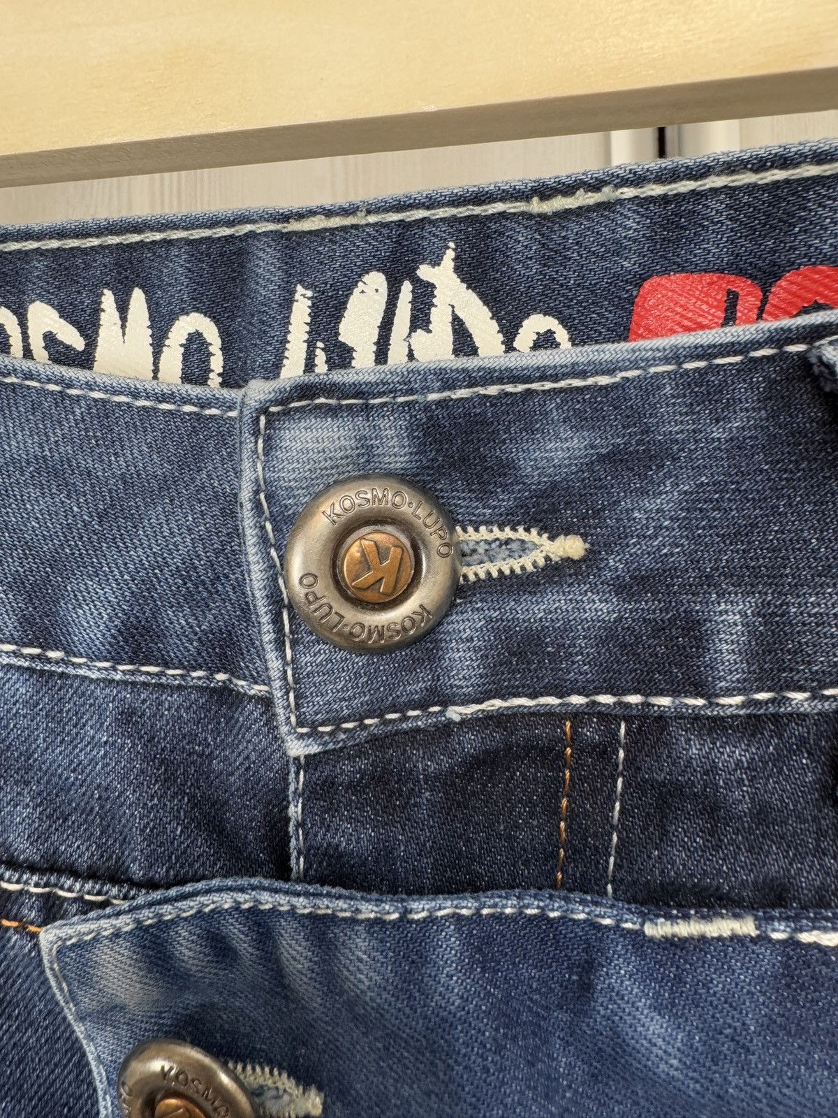 Japanese Brand Kosmo Lupo avant garde blue faded multipocket jeans denim Size US 33 - 6 Thumbnail