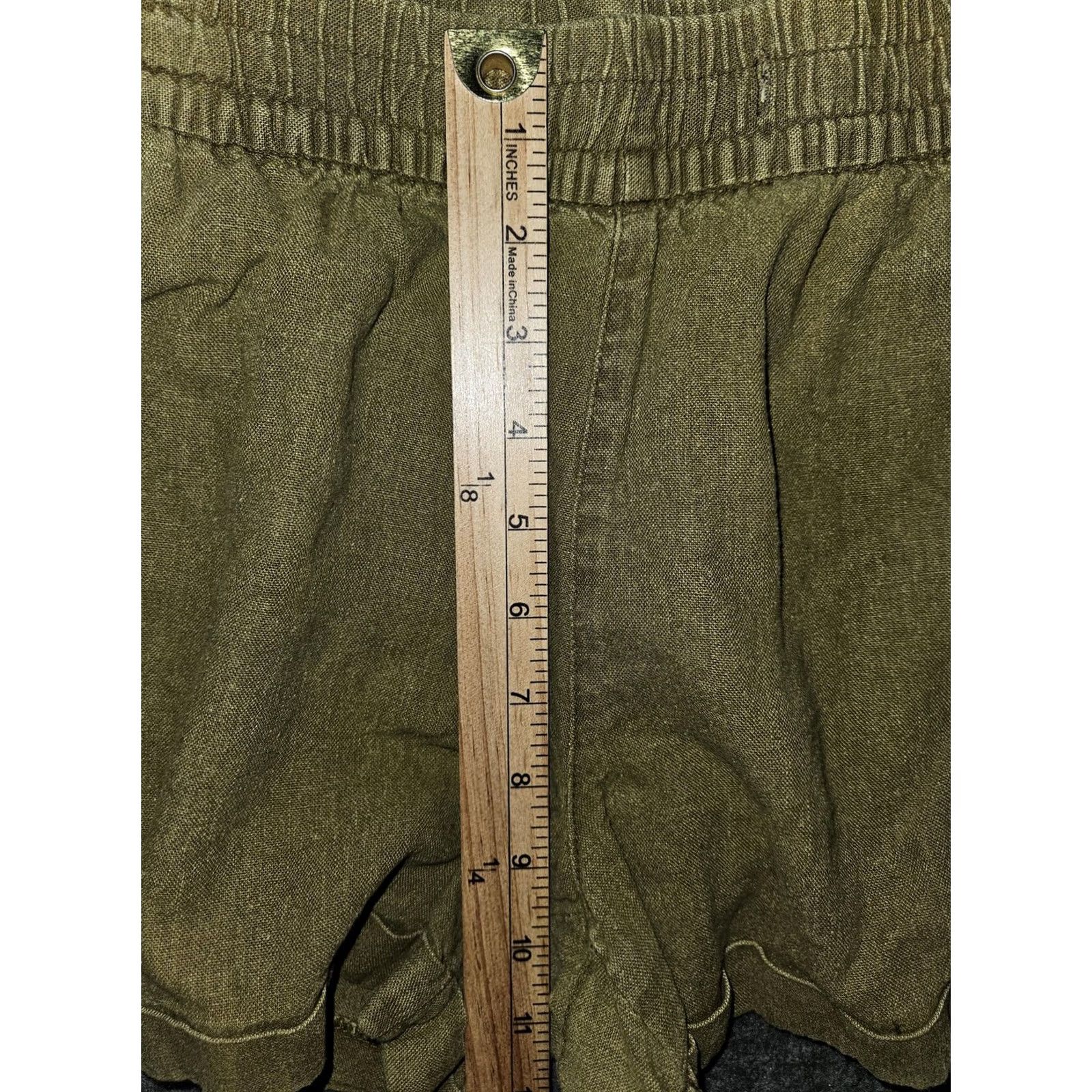 Old Navy Old Navy Shorts Womens Medium Linen Blend Elastic Waist Casual Pockets Green Size 32" / US 10 / IT 46 - 4 Thumbnail