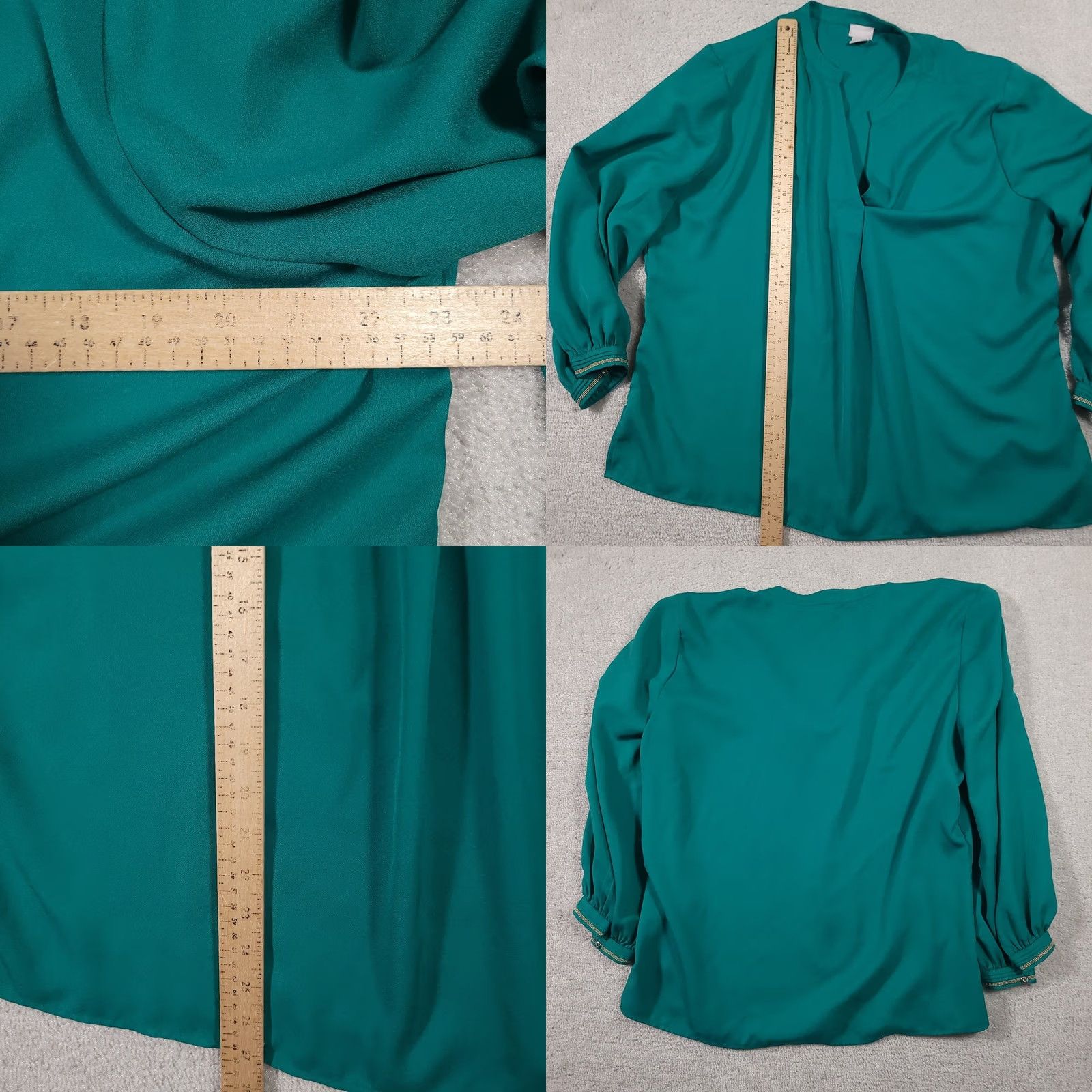Vintage VINTAGE Chico's Shirt Women's Blouse Green V-Neck Long Sleeve Studded Snap Cuff XL Lounge/Workwear Size XL / US 12-14 / IT 48-50 - 8 Thumbnail