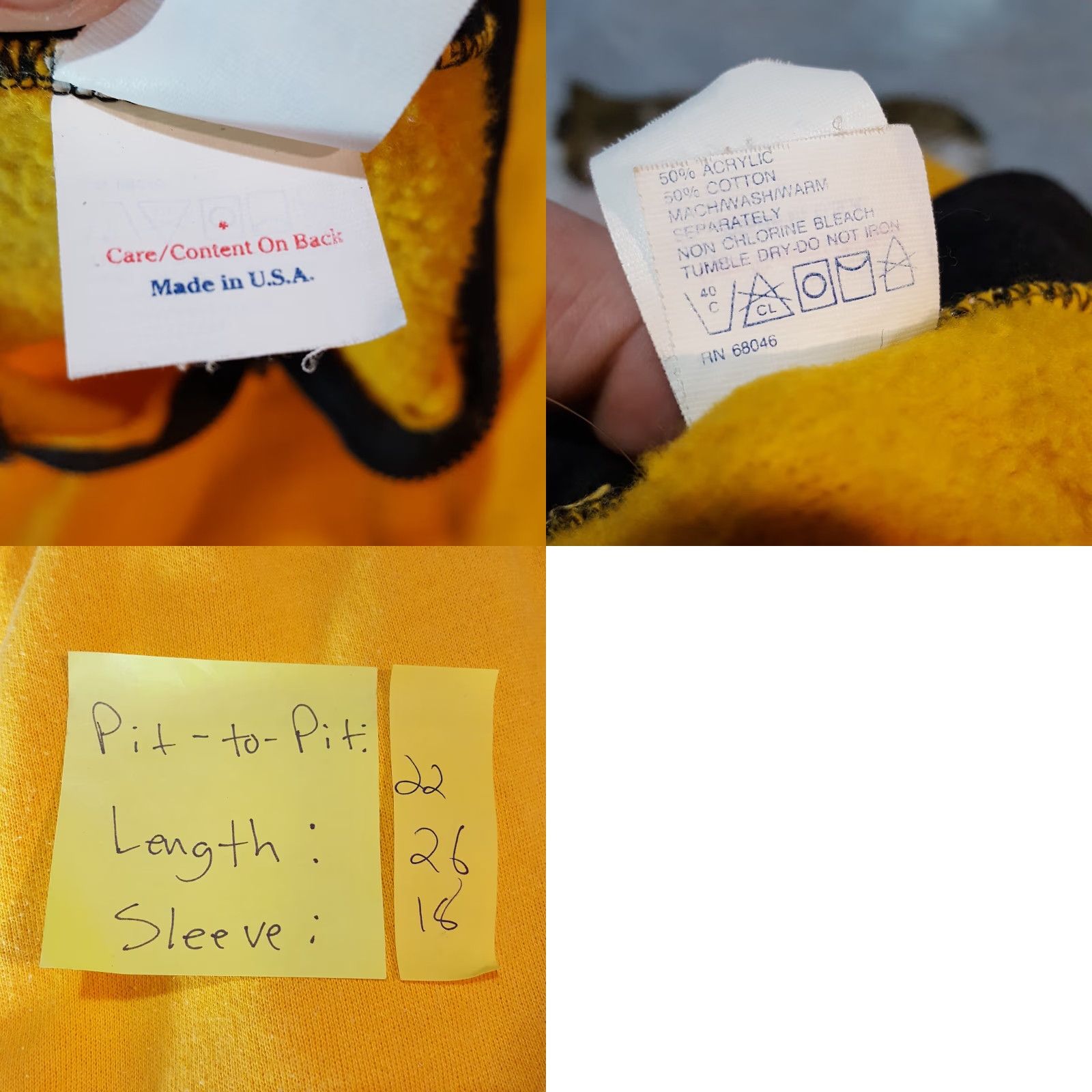 Tultex VINTAGE Tultex USA Size M Yellow Black Zip Crewneck Sweatshirt Size US M / EU 48-50 / 2 - 9 Thumbnail