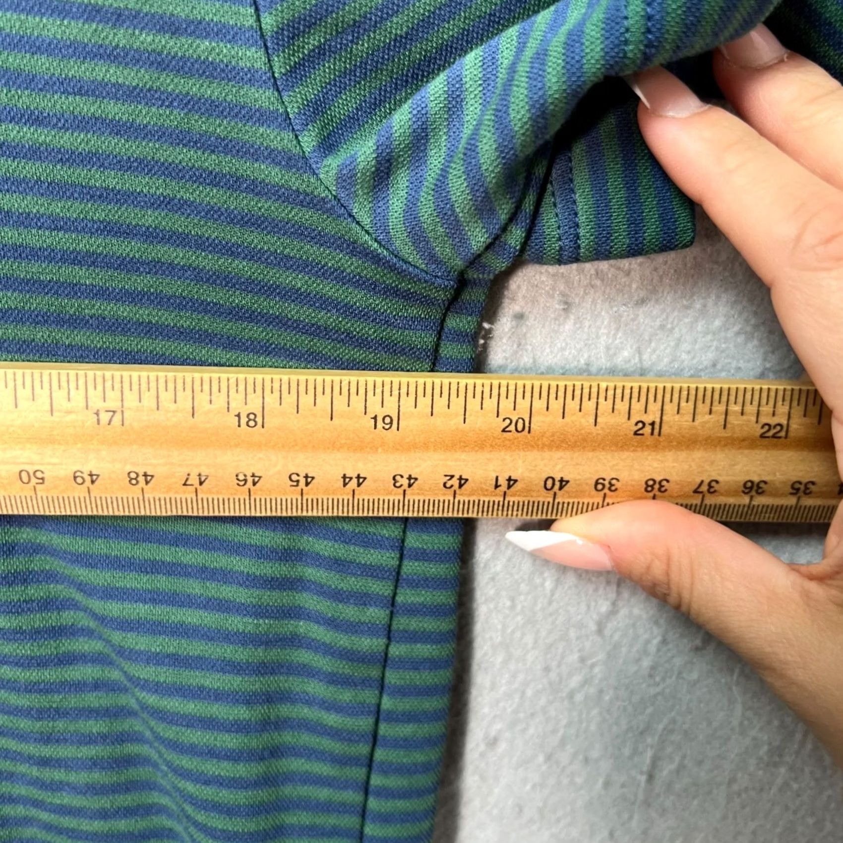 J.Crew J.Crew Mens Medium Coolmax Green & Blue Striped Polo Shirt - Size Size US M / EU 48-50 / 2 - 5 Thumbnail
