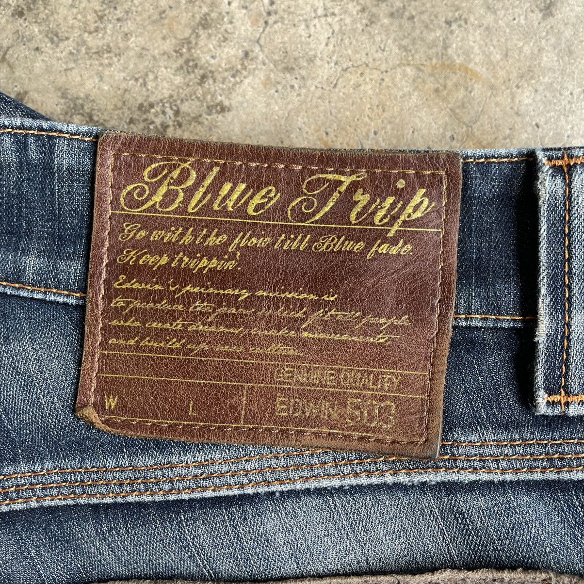 Edwin 🔥Vintage Edwin E503 Blue Trip Ripped Distress Denim Jeans Size US 33 - 17 Thumbnail