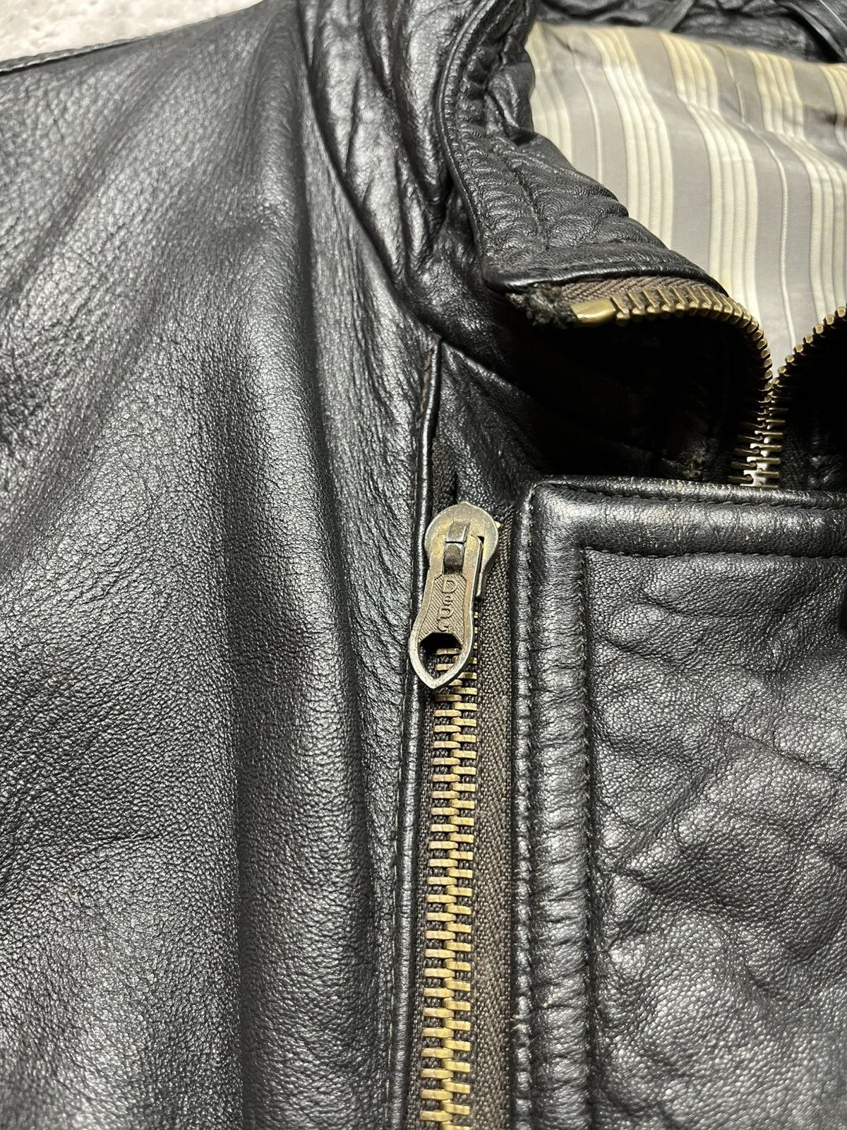 Japanese Brand × Vintage Vintage Leather Bomber Jacket DEPE Zip Black Flight Moto Size US L / EU 52-54 / 3 - 7 Thumbnail