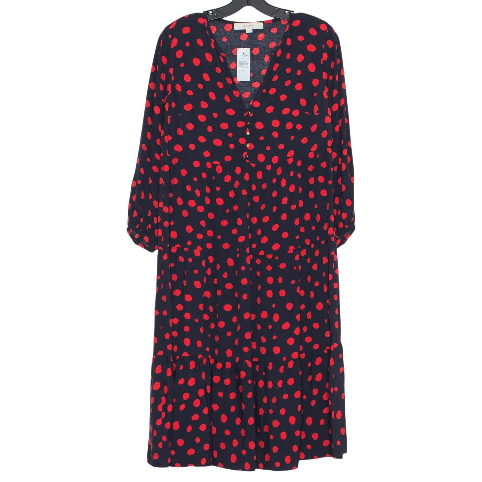 Loft NWT Loft Dress Polka Dot Black Red XXSP Feminine Office Size XXS / US 00 / IT 34 - 1 Thumbnail