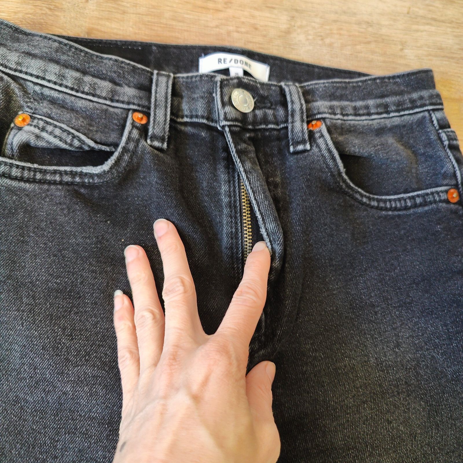 RE/DONE Re/Done Originals 70s Straight Jeans Womens 25 Washed Noir Size 25" / US 0 / IT 36 - 3 Thumbnail