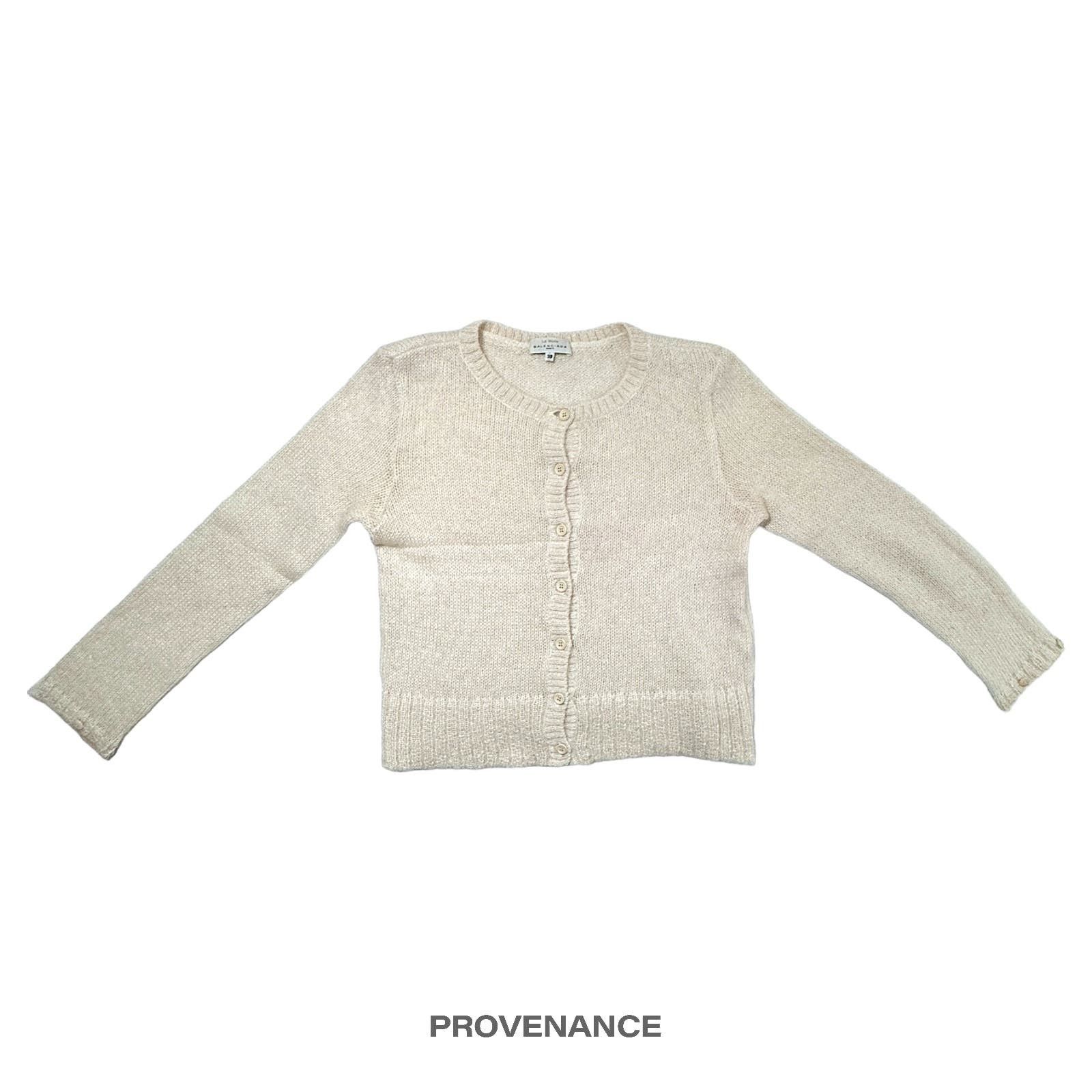 image of Balenciaga Knit Button Sweater - Cream Mohair 38, Women's (Size XS)