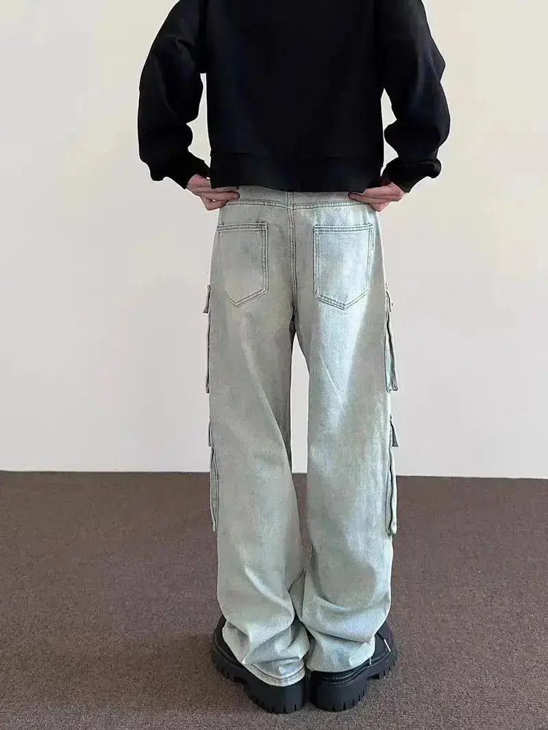Japanese Brand Street wash multi-pocket casual jeans Size US 34 / EU 50 - 4 Thumbnail