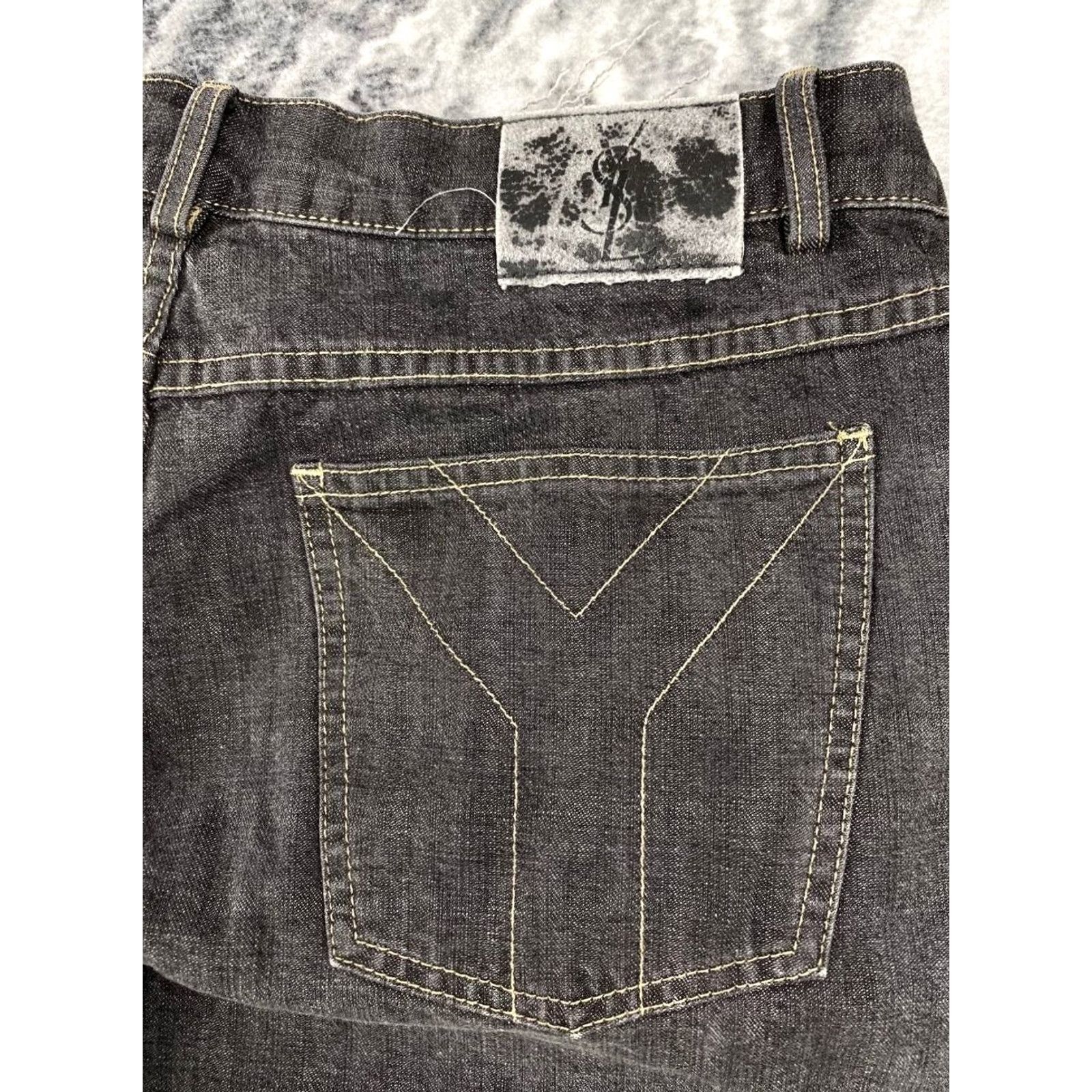 Yves Saint Laurent VINTAGE Saint Laurent Jeans Men 36x34 Black Logo 5-Pocket Denim Straight Baggy YSL Size 36 Mens Size US 36 / EU 52 - 7 Thumbnail