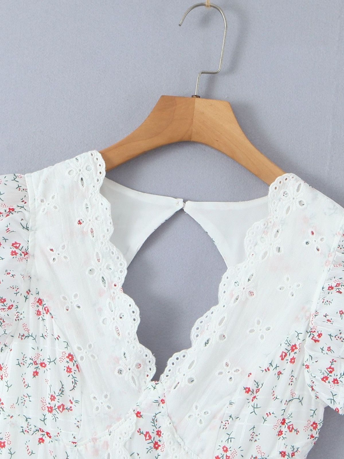 Other NWT White Floral Tiered Eyelet Mini Dress-Coquette Soft Girl Size M / US 6-8 / IT 42-44 - 5 Thumbnail