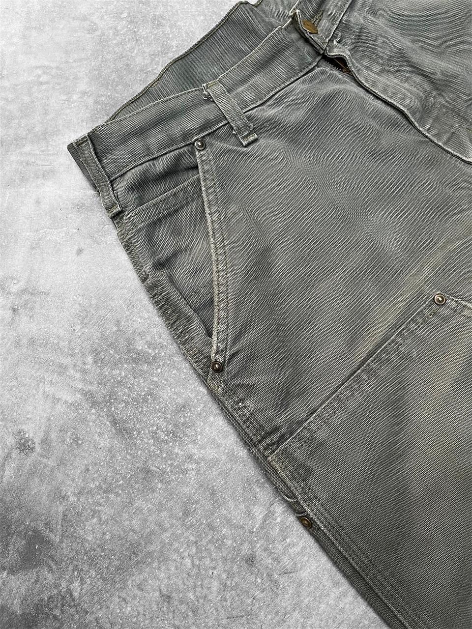 Carhartt Faded Mosgreen Distressed Carhartt Doublekne Pant B136-MOS Size US 34 / EU 50 - 3 Thumbnail
