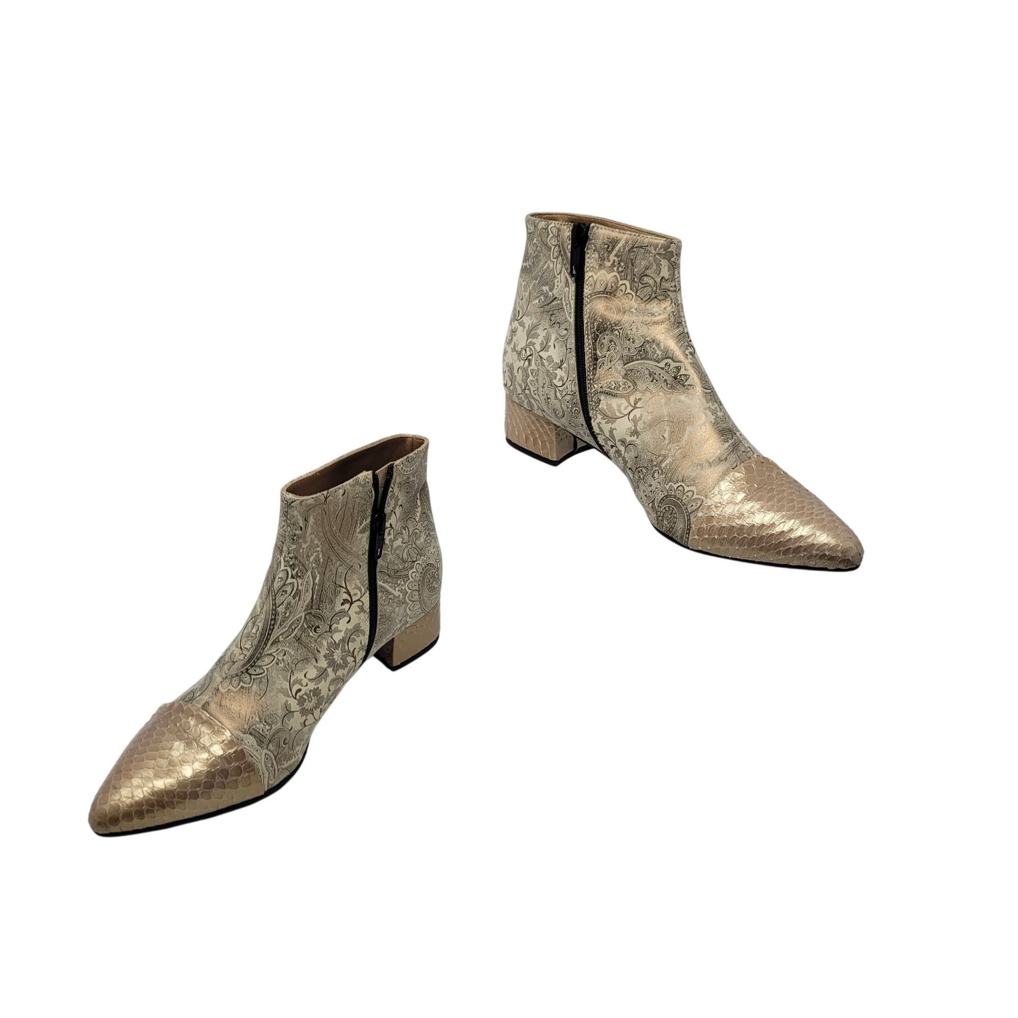 Other J David Moresco Leather Italian Ankle Booties Sz 39 Metallic Size US 9 / IT 39 - 1 Thumbnail