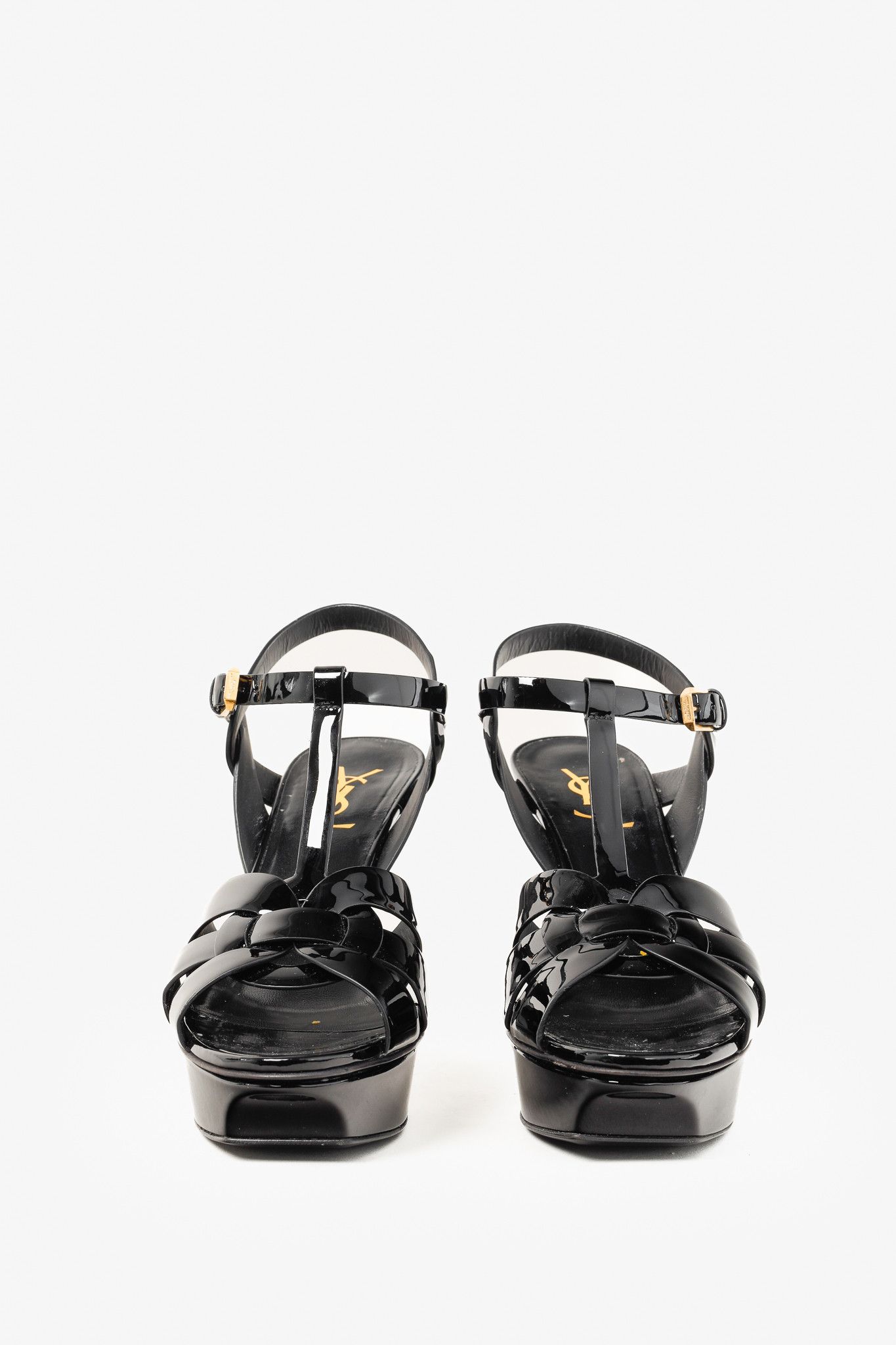 Yves Saint Laurent Saint Laurent Tribute Open Toe Patent Leather Platform Size US 7.5 / IT 37.5 - 2 Thumbnail