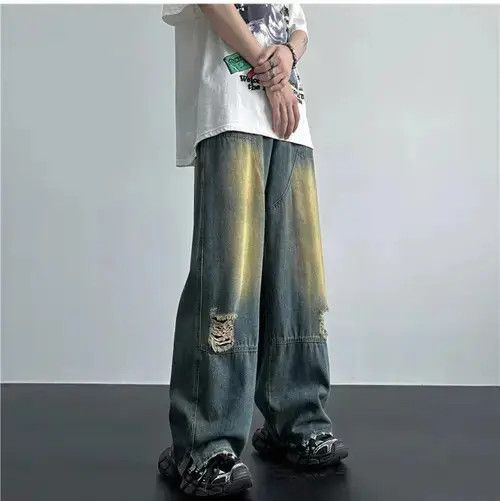 VIBE Ripped Hole Vintage Blue Jeans Size US 31 - 4 Thumbnail