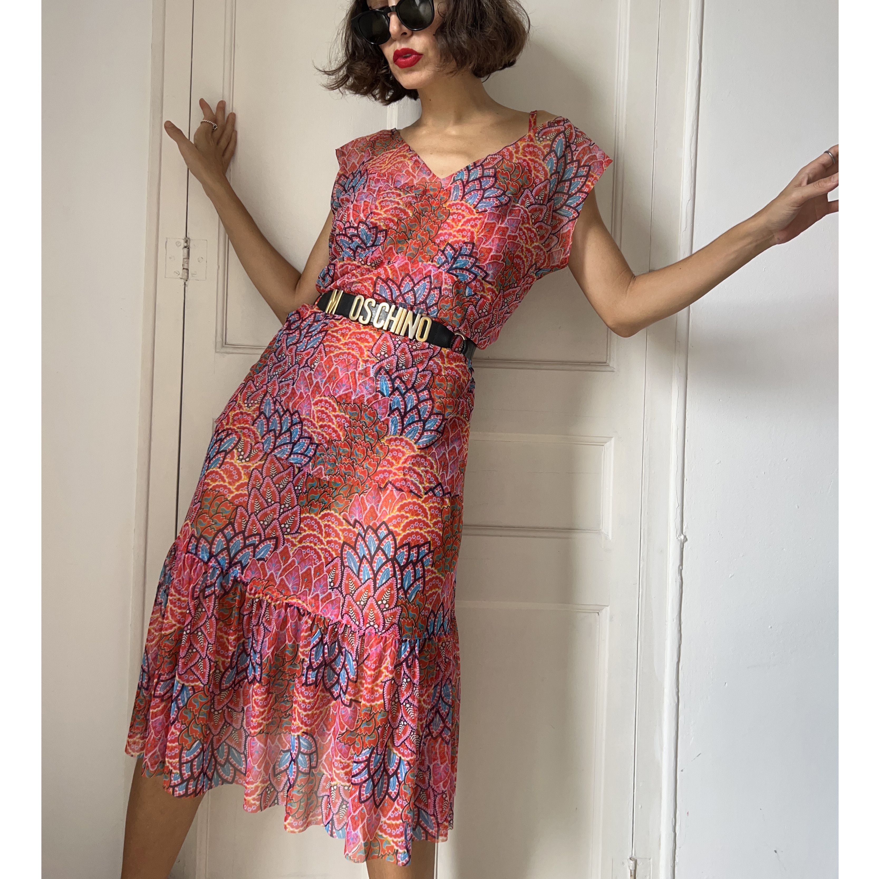 Vintage Vintage Mesh Print Dress Set Size XL / US 12-14 / IT 48-50 - 5 Thumbnail