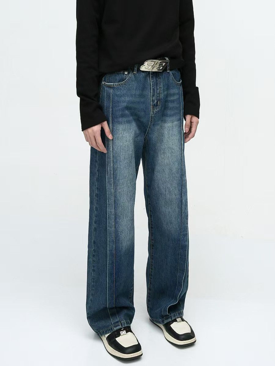 Japanese Brand × Jean Vintage High Street Spliced Loose Straight Jeans Size US 32 / EU 48 - 4 Thumbnail