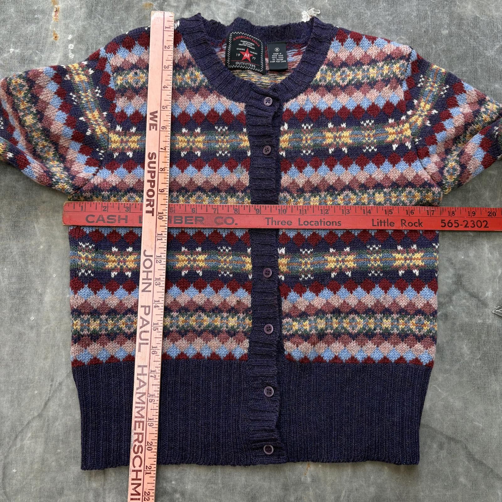 American Eagle Outfitters Vintage 90s American Eagle Wool Fair Isle Sweater Cardigan Size M / US 6-8 / IT 42-44 - 3 Thumbnail