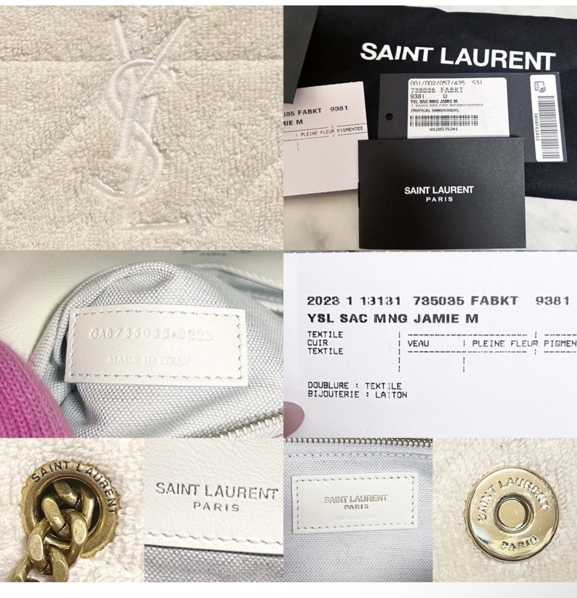 Saint Laurent Paris Authentic Saint Laurent Jamie Chain Ba Rive Gauche in Terry Size ONE SIZE - 14 Thumbnail