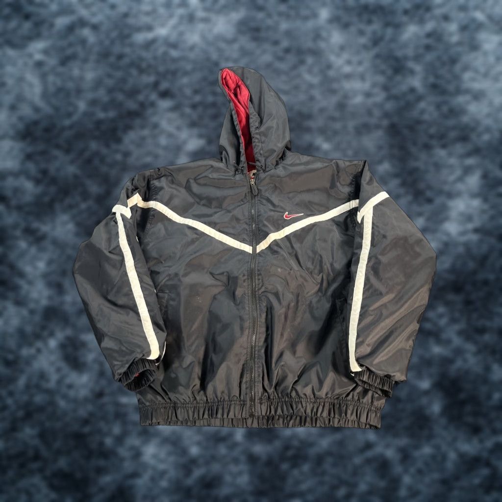 Nike VINTAGE Nike Jacket Mens L Full Zip Nylon Bomber Quilt Lined 90s Windbreaker Black Large Size US L / EU 52-54 / 3 - 1 Thumbnail