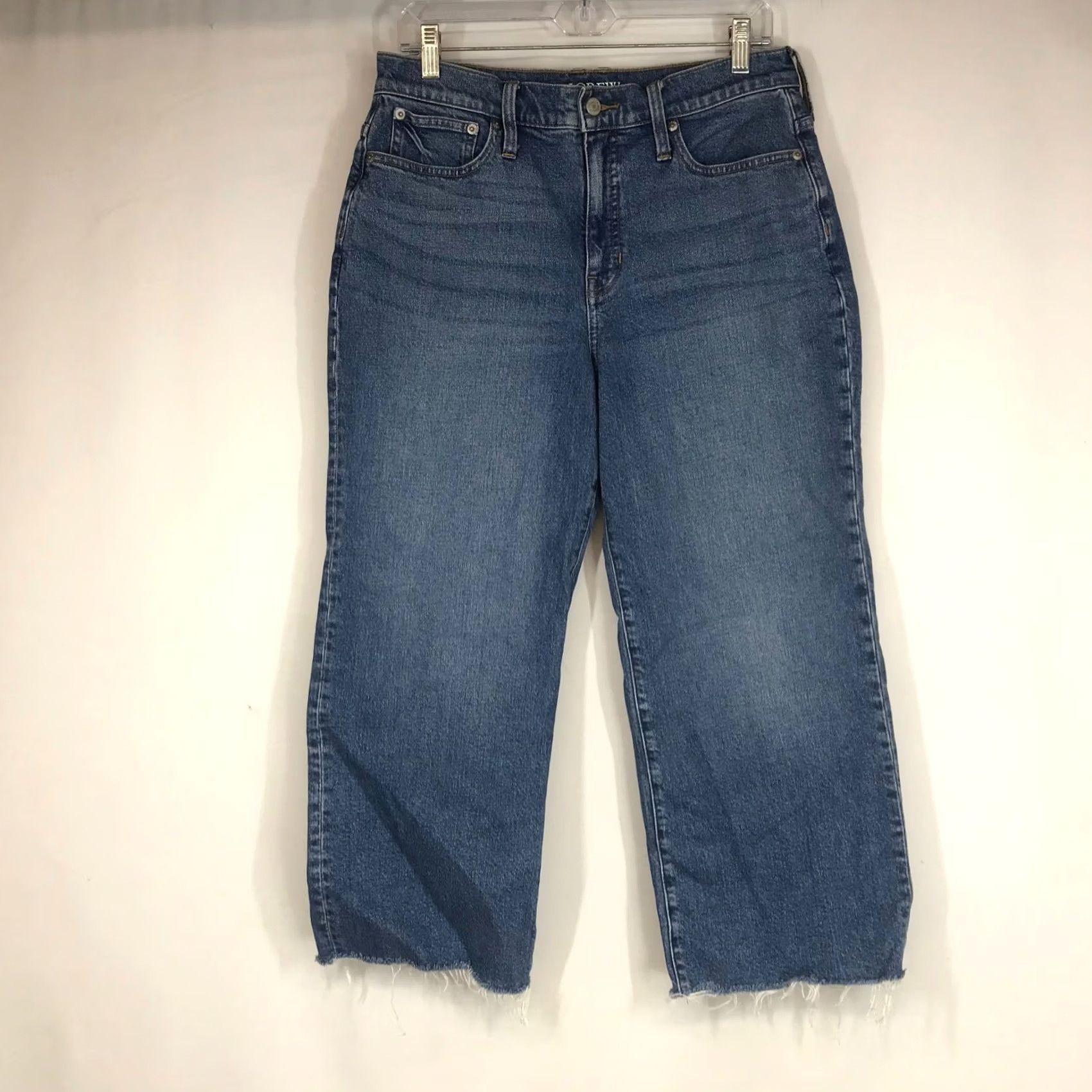 J.Crew J.Crew Petite Wide-Leg Jeans Medium Wash Raw Hem High Rise 30P Jeans Women 30P Denim Wide-Leg Calf-Cropped Vintage No Size 30" / US 8 / IT 44 - 2 Thumbnail