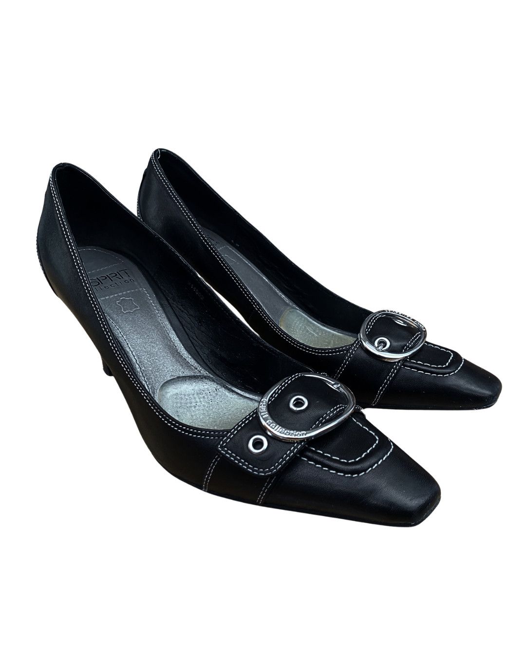 Esprit vintage black heels with buckle details Size US 7.5 / IT 37.5 - 2 Thumbnail