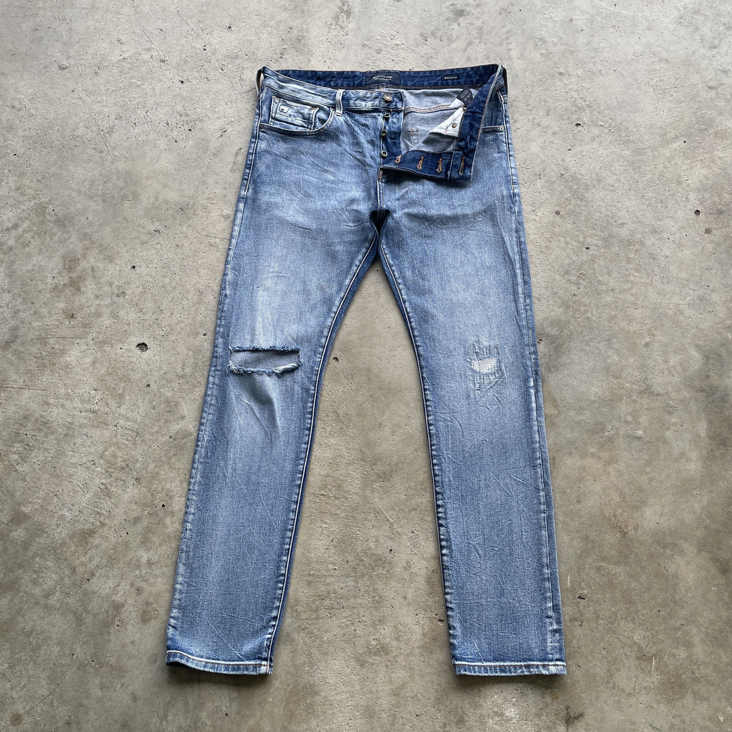 Japanese Brand W35 VINTAGE SCOTCH&SODA FADED DISTRESSED JEANS PANTS RIPPED Size US 35 - 2 Thumbnail