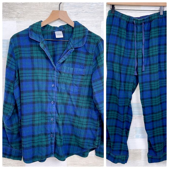 Lands End Lands End Flannel Black Watch Tartan Plaid Pajamas Womens