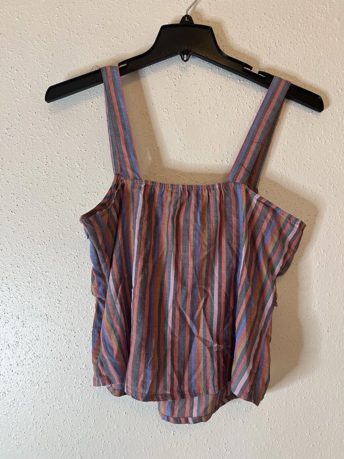 Rainbow Madewell Womens Tie-Front Cami Top in Rainbow Stripe size 10 Size L / US 10 / IT 46 - 5 Thumbnail