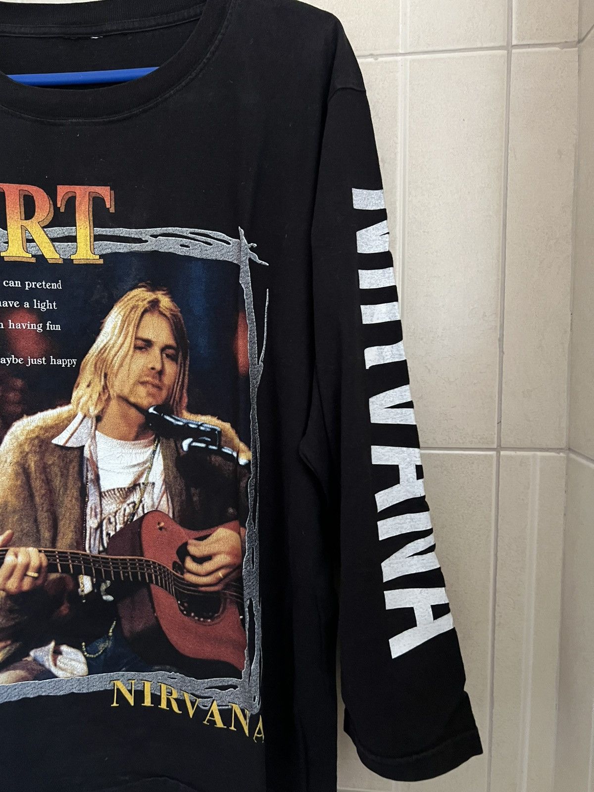Vintage Vintage Kurt Cobain Nirvana in New York Dumb Lyrics T Shirt Size US XL / EU 56 / 4 - 3 Thumbnail