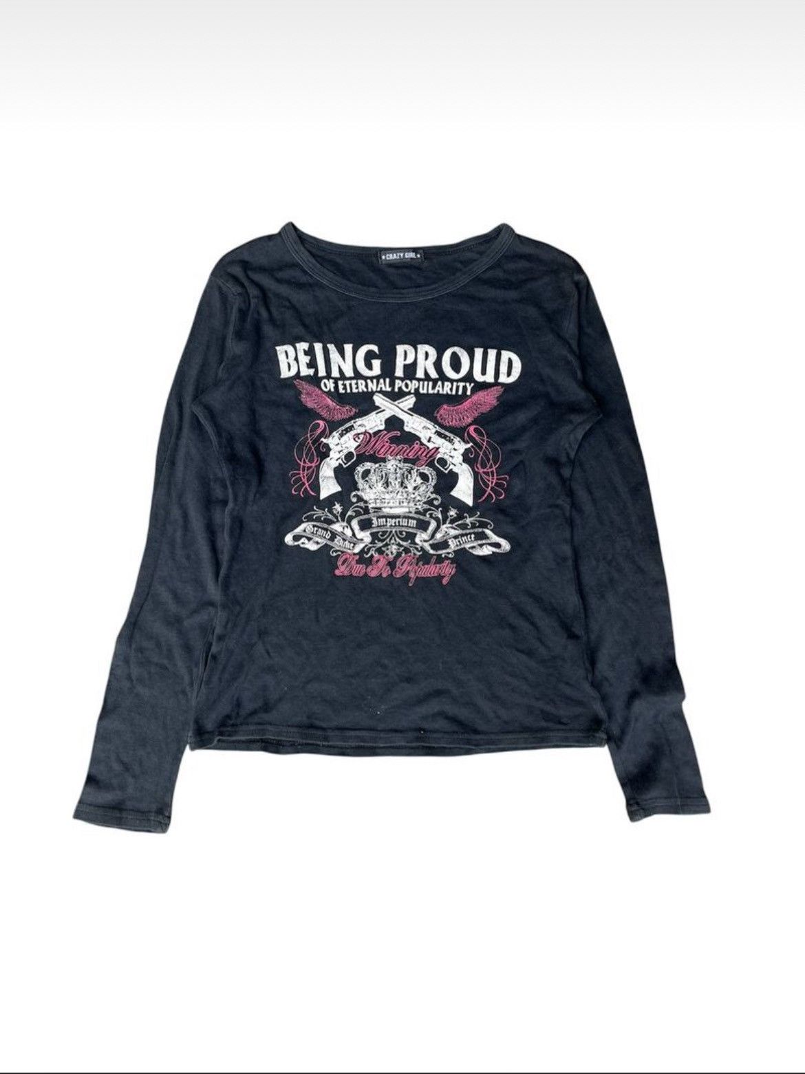 If Six Was Nine Crazy Girl Longsleeve Graphic Tee Size M / US 6-8 / IT 42-44 - 1 Thumbnail