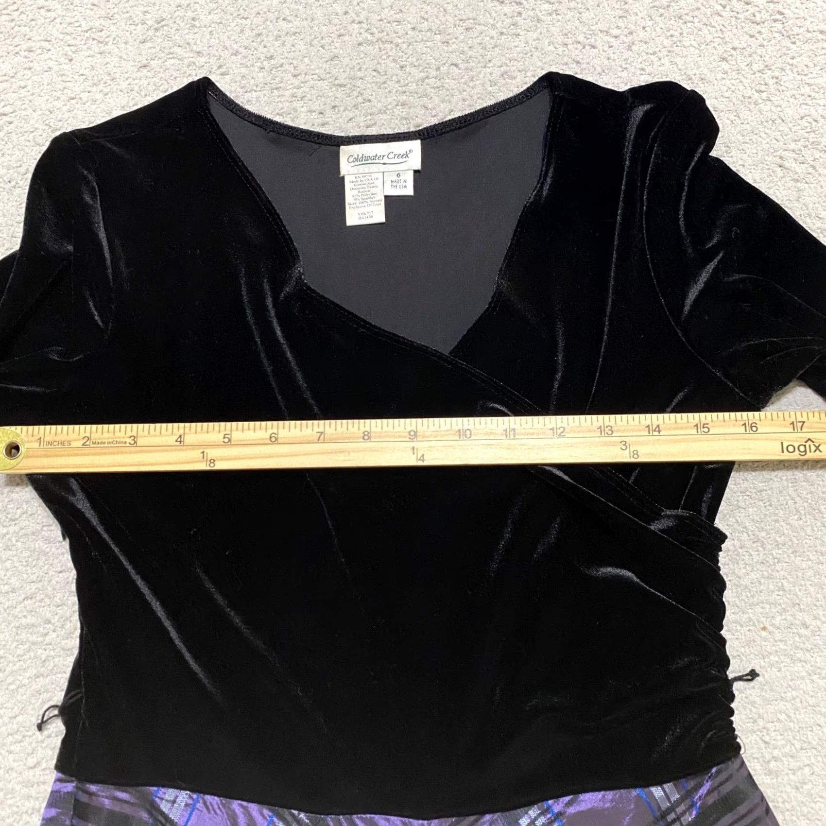 Coldwater Creek Coldwater Creek Dress Womens 3/4 Sleeve Black Velvet Plaid Midi A-Line Fit & Flare 6 XS?? Size M / US 6-8 / IT 42-44 - 6 Thumbnail