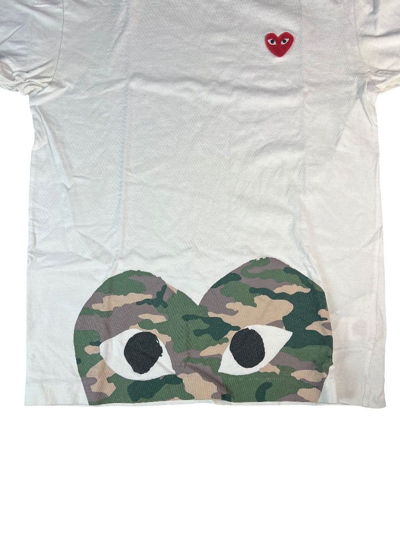Comme des Garcons COMME des GARÇONS PLAY Camo Double Heart Tee White Size M Size US M / EU 48-50 / 2 - 3 Thumbnail