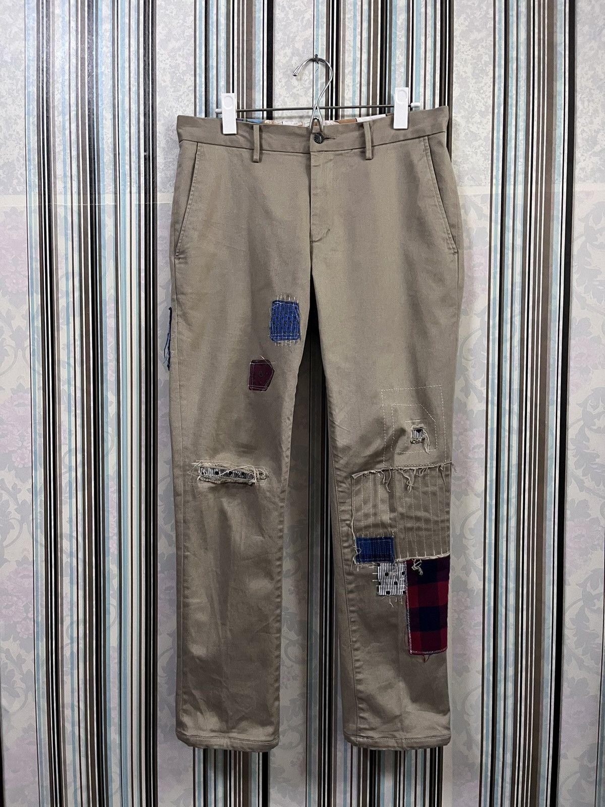 Japanese Brand SEVESKIG remake chino pants patchwork #F3 Size US 30 / EU 46 - 1 Thumbnail